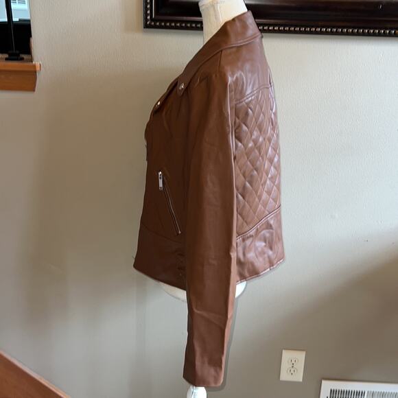 French Connection Faux Leather Moto Jacket Size L - New - Picture 3 of 12